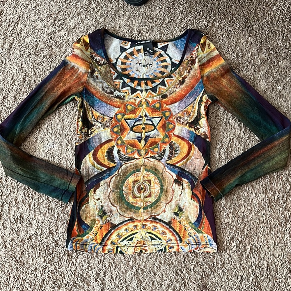 Vivienne Tam Mesh chakra batik longsleeve